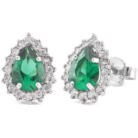 Orecchini con zircone smeraldo goccia in oro 18 kt