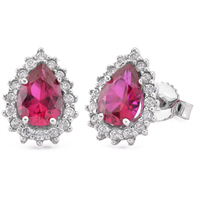 orecchini con zircone rubino goccia in oro 18 kt