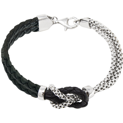 Bracciale in argento e cuoio 