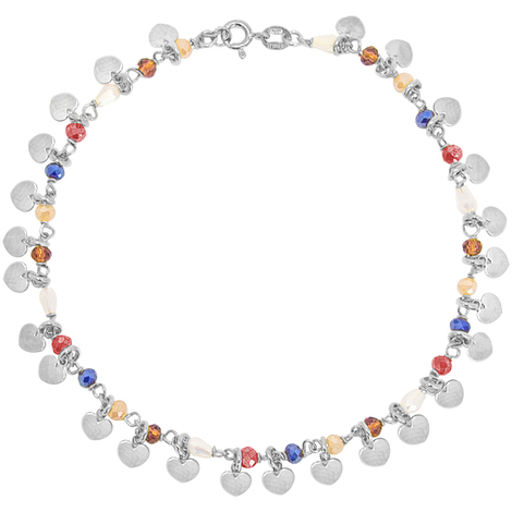 Bracciale cuori in argento e perline colorate