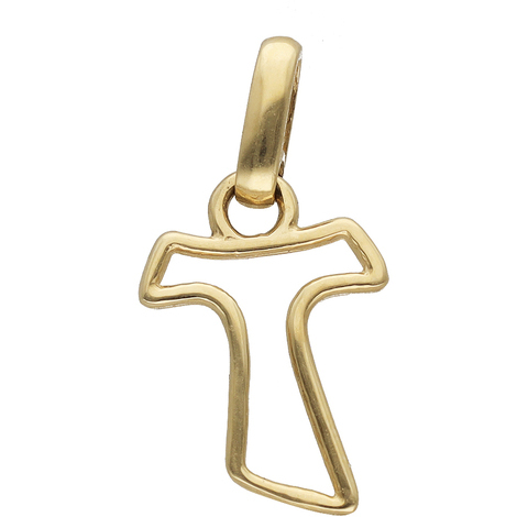 Ciondolo a croce liscia Tau in oro 18Kt 