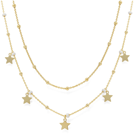 Collana doppio filo in argento925 gold con stelle