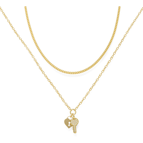 Collana doppio filo in argento925 cuore e chiave