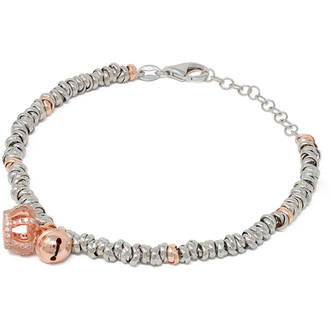 Bracciale in argento925 con beads e corona rosè