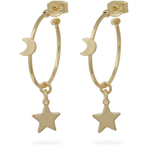Orecchini cerchio stella-luna argento925 SarniOro