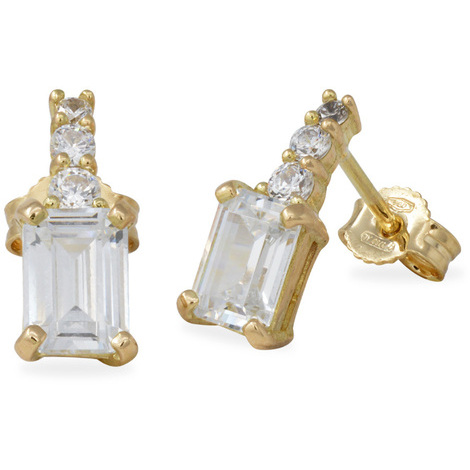Orecchini a lobo in oro 18Kt con zirconi SarniOro