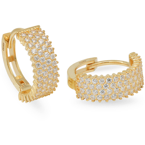 Orecchini cerchio oro giallo 18Kt con pavé zirconi