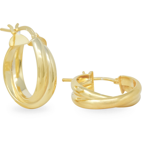 Orecchini a doppio cerchio in argento 925 gold