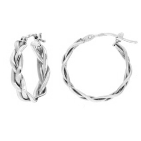 Orecchini a cerchio intrecciati oro bianco 18Kt