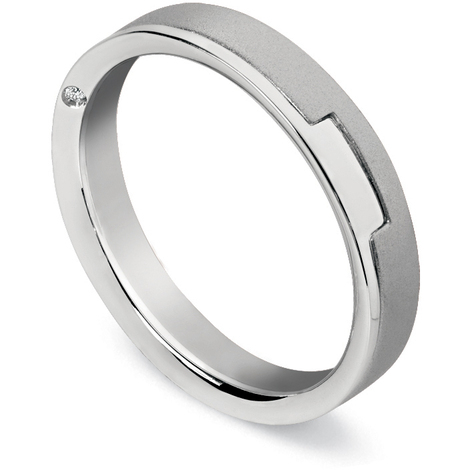 Fede Nuziale Uomo Argento 935 Con Zaffiro Bianco Simulato 1,25 Ct - Personalizzabile - Meera Jewelers