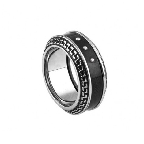 Anello uomo in acciaio con diamanti
