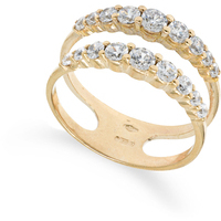 anello a due fasce in oro giallo 9kt e zirconi