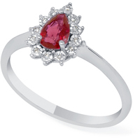 anello a goccia in oro con diamanti e rubino