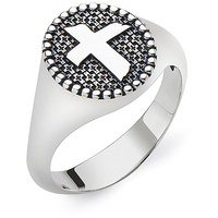 anello amen in aregnto con croce 