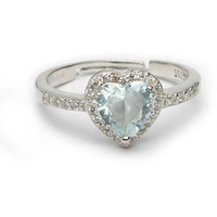 anello argento925 cuore acquamarina feeling jewels