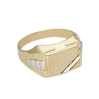 anello chevalier bicolore in oro 9kt sarnioro