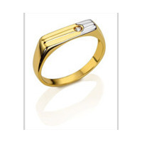 anello chevalier bicolore oro 9 kt 