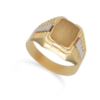 anello chevalier bicolore oro 9 kt