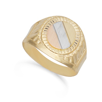 anello chevalier tre colori dell'oro 18kt sarnioro