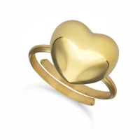 anello con cuore dorato in argento 925