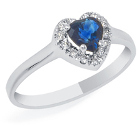 anello cuore con diamanti e zaffiro