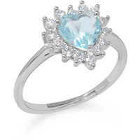 anello cuore in argento925 color acquamarina