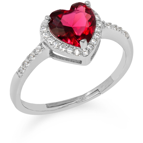 Anello cuore in argento925 color rubino