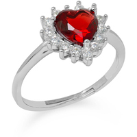 anello cuore in argento925 color rubino
