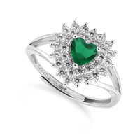 anello cuore smeraldo e cristalli in argento 925