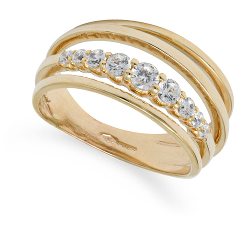 Anello da donna a fascia in oro 9Kt con zirconi