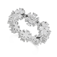 anello da donna in argento 925 con fiori e zirconi