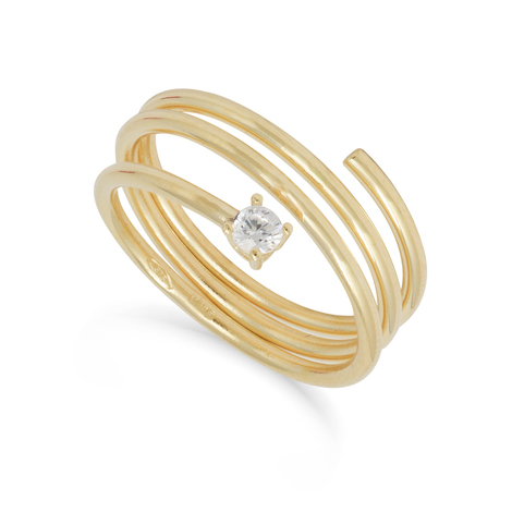 Anello da donna in oro giallo 9Kt con zircone 