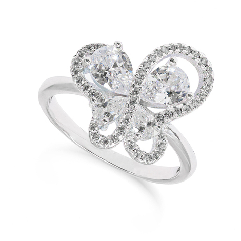 Anello donna a farfalla in argento 925 e zirconi