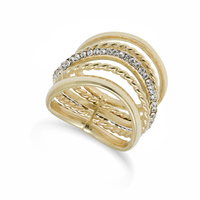 anello donna a fascia in oro giallo 9kt e zirconi