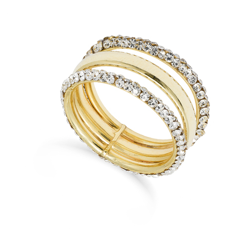 Anello donna a fascia in oro giallo 9Kt e zirconi