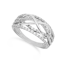 anello donna in oro bianco 9kt con zirconi