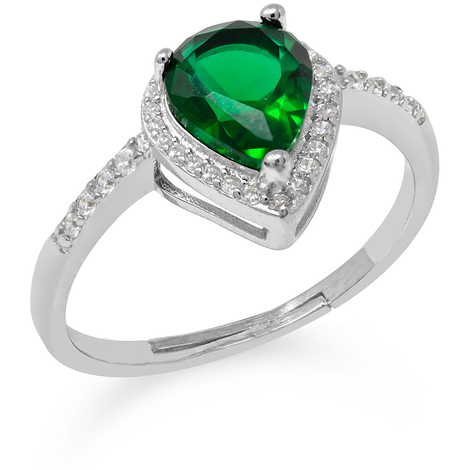 Anello goccia in argento925 color smeraldo