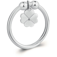 anello in acciaio con quadrifoglio s'agap