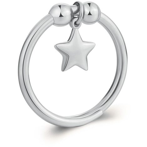 Anello in acciaio con stella pendente S Agapo SFE32