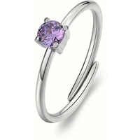 anello in acciaio dazzly con zircone viola