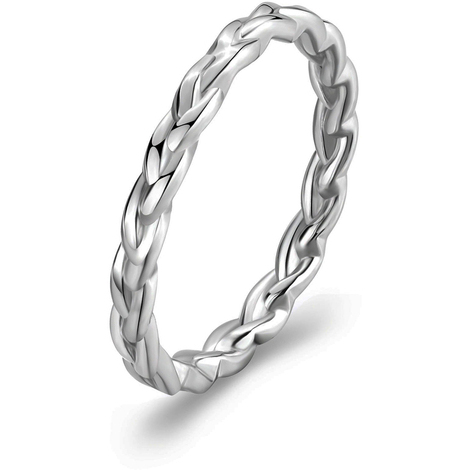 Anello in acciaio forlove argento treccia unisex 