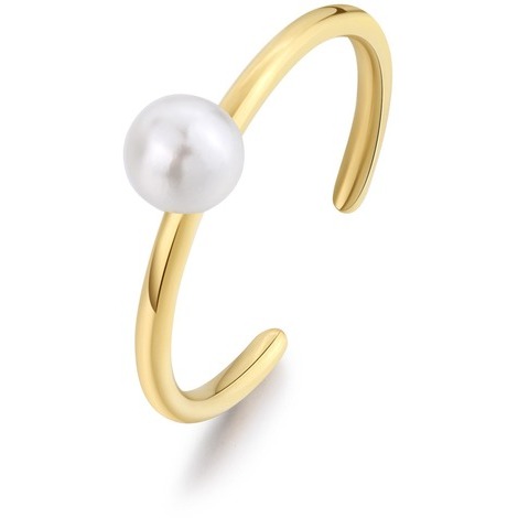 Anello in acciaio wisdom colore gold con perla 