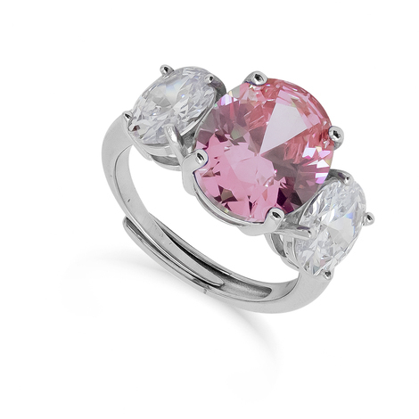 Anello in argento925 con cristalli rosa e bianchi