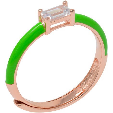 Anello in argento925 smaltato verde con cristallo