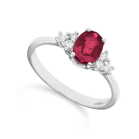 Anello in oro 18kt con rubino e diamanti