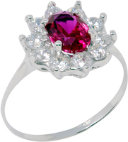 anello in oro 9 kt con rubino e zirconi