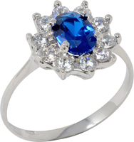 anello in oro 9 kt con zaffiro e zirconi 