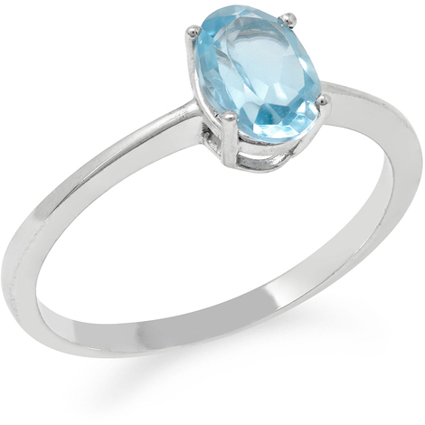 Anello in oro bianco 9Kt con cristallo celeste