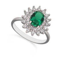 anello kate zirconi e smeraldo in oro 9kt