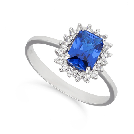 Anello Kate zirconi e zaffiro in oro 9kt